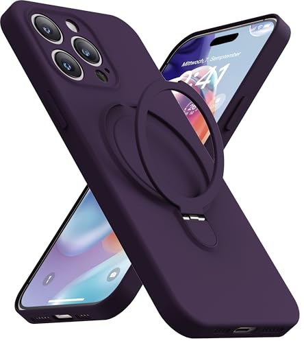 Support magnétique iPhone 15 Pro Max violet en silicone liquide