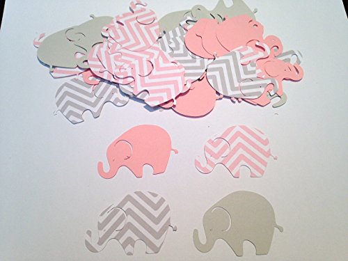 50 Elephant Baby Shower, 2 Inch Elephant Pink Gray Chevron Elephant, Elephant Cutout, Elephant Cupcake Topper Supplies, Elephant Die Cut, Elephant Decor, It's a Girl