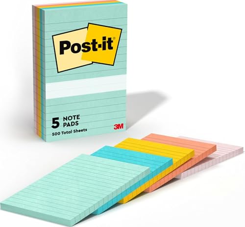 Post-it Notes, 4 x 6 in, Beachside Café Collection, 5 Lined Pads - image 1