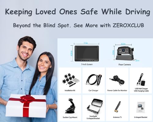 Image of ZEROXCLUB Magnetic Wireless RV Backup Camera System: Rear Camera with 7 inch HD 1080P DVR Monitor, DVR Monitor & IR Night Vision, Portable Rechargeable Camera for RV /Trailer /Fifth Wheels /Camper