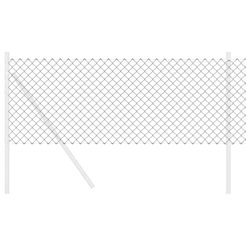 vidaXL Kettenzaun Grau 25 x 0,6 m Stahl, Garten und Terrasse, robuste UV-best&auml;ndige Materialien, Au&szlig;enzaun, sch&uuml;tzende Grenze f&uuml;r Gewerbe