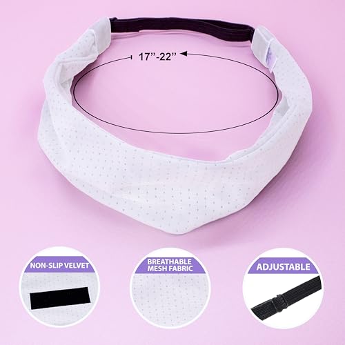 Image of FROG SAC Sport Headbands for Girls, Adjustable No Slip Sweat Wicking Athletic Hair Bands for Women, Stretch Elastic Workout Headband with Velvet Grip for Yoga Running Exercise Gym (White)