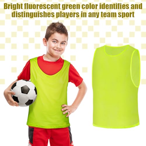 AUYAO Fussballtraining Leibchen Fubball Kind 6PC Mesh Trimmage (M, Grün) – Ansicht 6