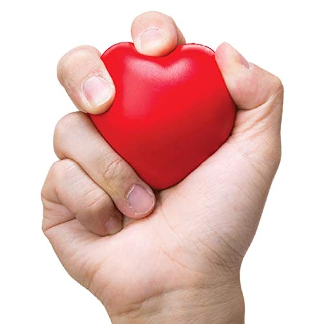 Rehabilitation Advantage 12-Pack Firm Red Heart Shaped Hand Exercisers. Grip Strength Therapy, Stress and Recovery Aid.
