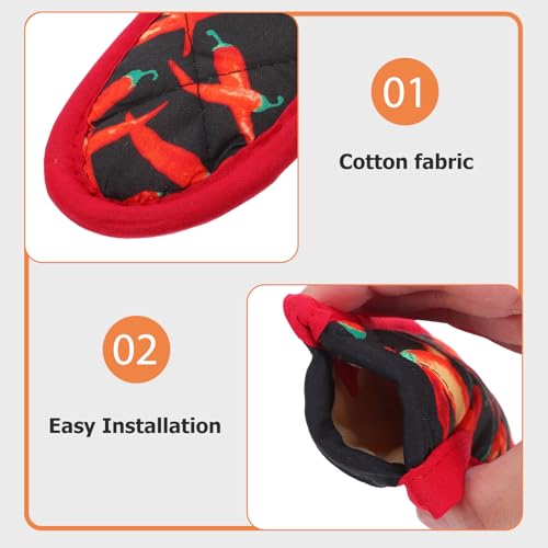 Funda para mango de olla antiescaldaduras de algodón resistente al calor en cocina 4