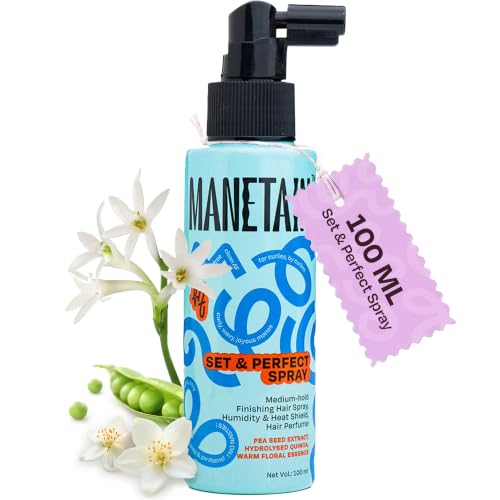 Image of Manetain Set & Perfect Spray 100ml | Heat Protectant for Hair & Long‑Lasting Hair Setting Spray | Alcohol‑Free Hair Spray for Women | Medium Hold, Frizz Control & Shine | Vegan & Lightweight