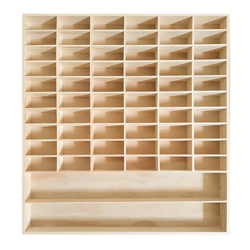 CHZIMADE 1:64 Holz Sammlervitrine für Autos Sortierung Speicherregal Box Vitrine Holz Sammelbox Holztablett 62 Fächer Perfekt für Decoupage Lagerung Dekoration 58.5x5x64.5cm