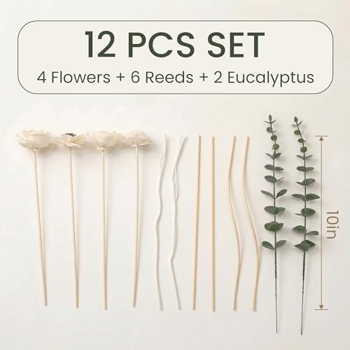 Set de 12 varillas ambientadoras decorativas con flores miniatura 4