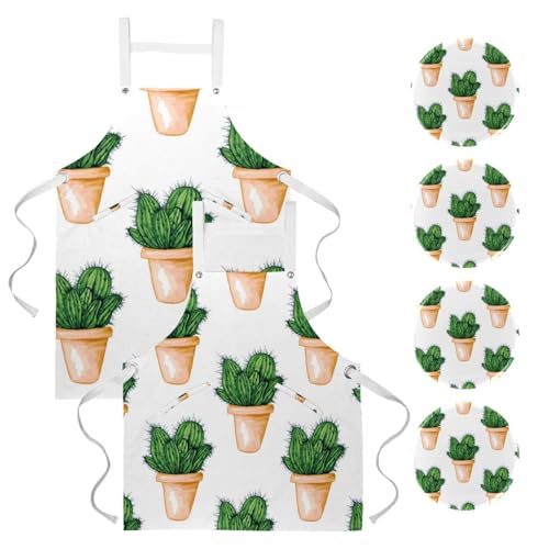Tablier de serveuse à motif cactus pour la pâtisserie et le nettoyage de la maison