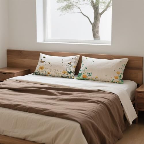 Housse de coussin jaune et vert velours chic pour lit et salon