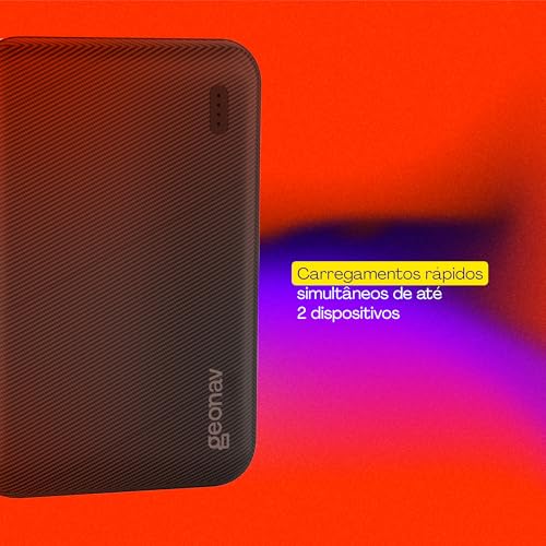 Geonav Power Bank, Carregador Portátil Universal 5.000mAh, 2 portas USB, Led Indicador de bateria, E