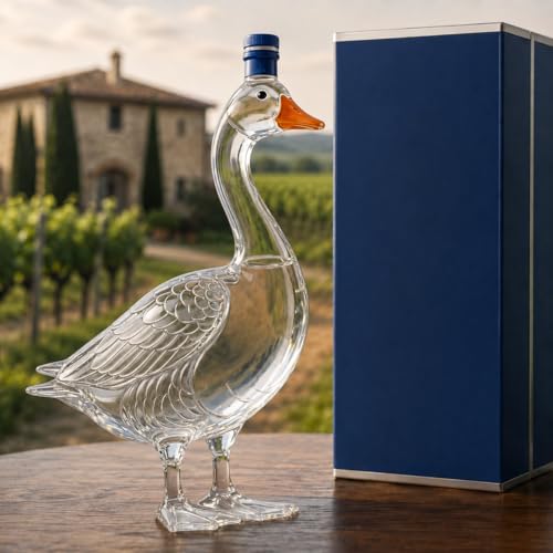 30th Anniversary 3D Sculpted Vodka Bottle,Funny Goose Wine Holder,350ml Goose Glass Vodka Bottle,Frosted Texture Decanter Container Decoration Gift for Bar, Home, partys, Men,Dad