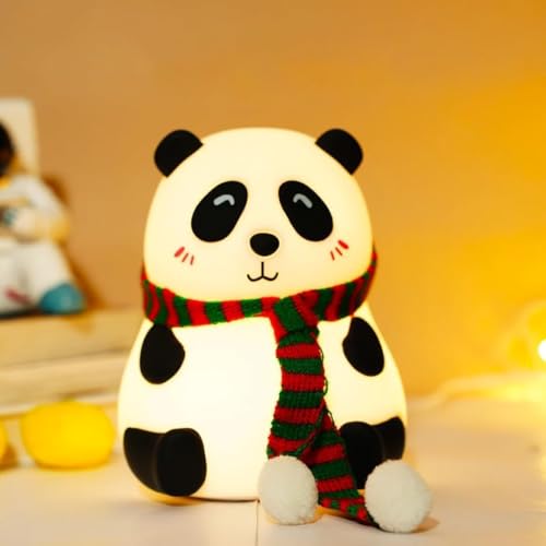 Lámpara de noche panda de silicona recargable con LED multicolor miniatura 1