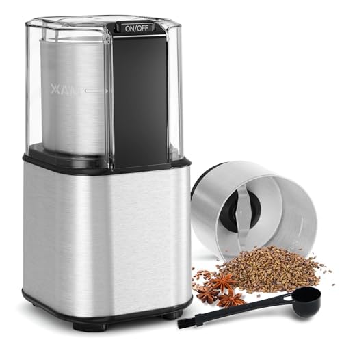 QEXREED Molinillo Electrico de Cafe 150W, 2 Cuchillas de Acero Inoxidable, 60g, para Cafe, Especias,...