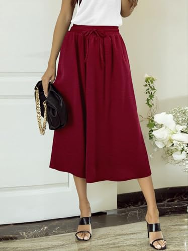 Flowy Skirt Midi Length Elastic High Waist A-Line Skirts with Pockets Bohemia for Women 2025 Trendy(S-3XL) Apricot XXL4