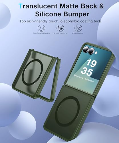 Image of Galaxy Z Flip 7 MagSafe Case, Military Drop Tested, Translucent Matte Silicone Bumper, Anti-Fingerprint, Slim, Grass Green