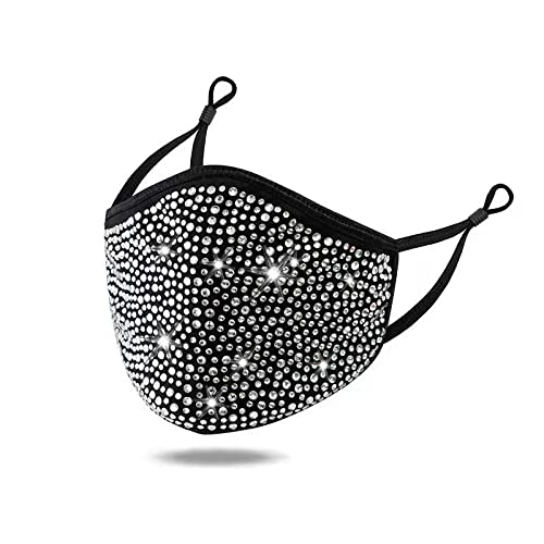 2 pcs Masquerade Mask for Women Fashion Reusable Rhinestone music festival mask For Lady Sequin Glitter Bling Face Mask Breathable Reusable Washable