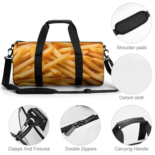 French Fries Food Travel Duffel Bag Gym Bags Sports Tote Shoulder Weekender Handbag for Men Women4
