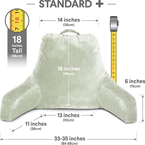 Image of Husband Pillow Reading Pillow with Arms - Standard Backrest for Sitting Up in Bed - Firm Support Bed Rest Pillow for Adults, Neck Roll, Removable Cover -TV, Reading, Lounging - Desert Sage