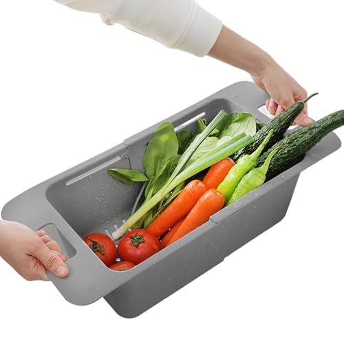 Colador sobre el fregadero, arandela retráctil en T, cesta de drenaje de verduras, para drenar verduras, frutas, pasta, tomates, cocina, congelador, fregadero, hogar