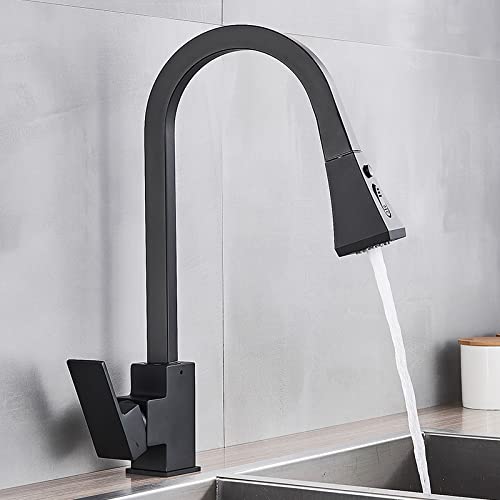 Robinet cuisine noir resolvant le manque d'espace grace a sa douchette extractible - 2