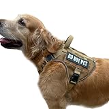 DNALLRINO Tactical Dog Harness for Medium and Large Breeds, Air Dog Vest No Pull with Reflective Do Not Pet Patches, Breathable Dog Molle Vests for Training Walking Hunting Brown
