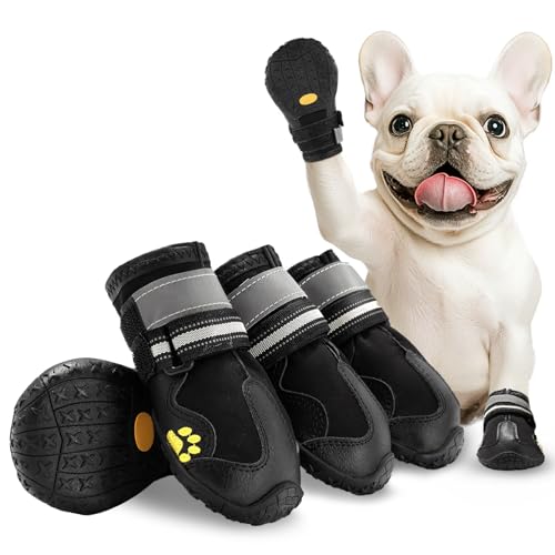 Aokown Dog Shoes for Large Dogs, Anti-Slip Dog Boots for Winter Snow, Hot Pavement, Dog Booties & Paw Protectors Black Size 6