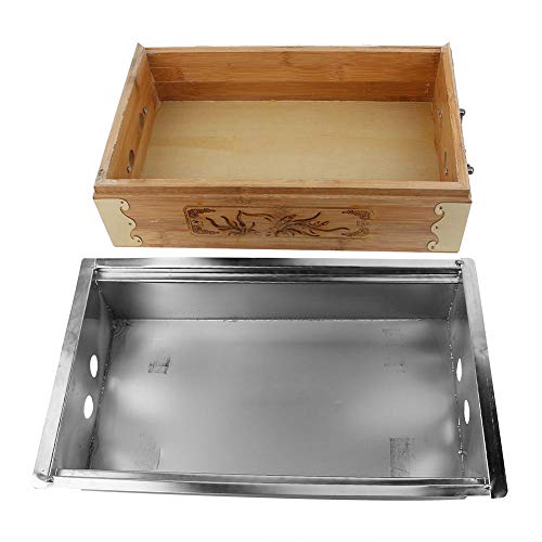 Churrasqueira portátil, churrasqueira com alça de aço inoxidável de alta resistência, caixa de madei