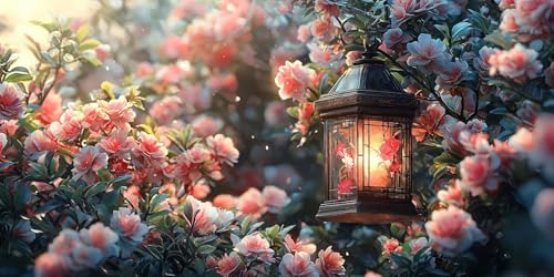 5D Diamond Painting Lampe à huile Sakura Kit Broderie Diamant Complète