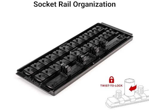 Image of TEKTON 1 /4 Inch Drive 6-Point Socket and Ratchet Set with Rails and Tray, 29-Piece (5 /32-9 /16 in.) | SKT03101