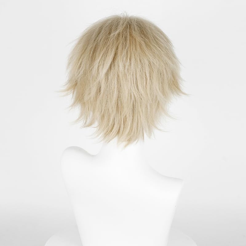 Image of LABEAUTE Unisex Short Light Brown Cosplay Wig Male Man Woman With Bangs Anime Fluffy Cosplay Hair Wigs for Party and Halloween for Gift + Free Cap