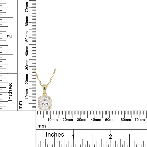 SAVEARTH DIAMONDS 1 1/2 ct. t.w Center 7X8MM Cushion Cut Lab Created Moissanite Diamond Halo Pendant Necklace In 14k Gold Over Sterling Silver, 18" Chain (VVS1 Clarity, 1.50 Cttw) 6
