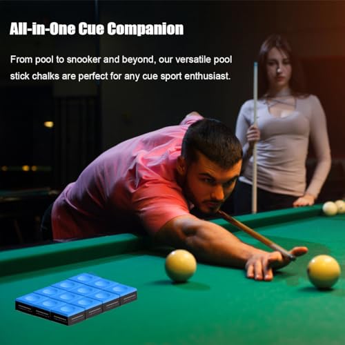 TARANDUS Billiard Cue Chalk, 12-Pack of Pool Cue Chalks, Billiard Pool Table Accessories for Home/Tournament Use (4 Colors Pool Chalk Available) (Blue)