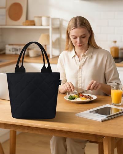Image of Gloppie Black Lunch Bag for Women Insulated Leakproof Cooler Lunch Tote | 3-Layer Thermal Liner,Keeps Meals Cool Fresh In Summer, Reusable Food-Grade Leakproof Liner, Fits 10 Cans, Easy to Clean
