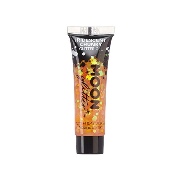 Iridescent Chunky Face & Body Glitter Gel by Moon Glitter - 12ml - Orange - Glitter Face Paint