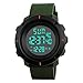 Produktbild FeiWen Multifunktional Groß Herrenuhr Outdoor Militär Sportuhr 50M Wasserdicht LED Digital Plastik Uhren mit Kautschuk Band LED Doppelte Zeit Armbanduhren, Grün