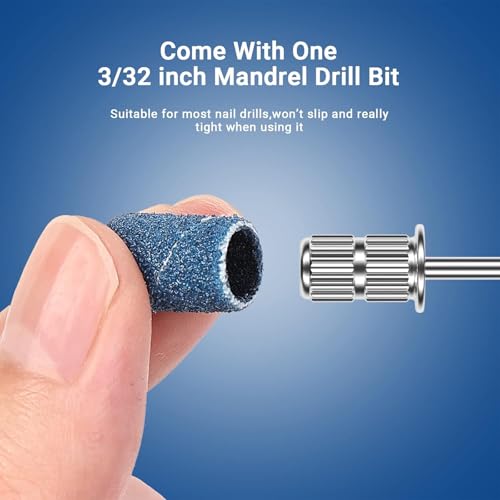 Image of MelodySusie 100 Pcs Nail Drill Bits Sanding Bands for Nail Drill 180 Fine Grit Nail File Sanding Bands for Acrylic Nails Gel Manicures and Pedicure