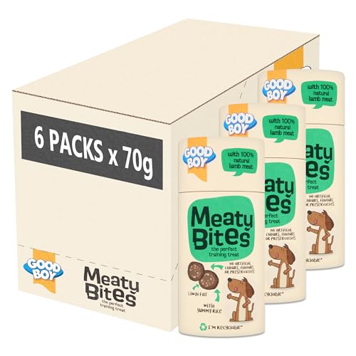 Good Boy Meaty Bites Lamb with Rice - Low Fat Dog Treats - Bulk Box 6 x 70g, 70 g (Pack of 6)