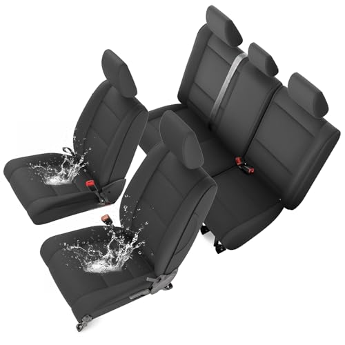 Image of GIANT PANDA Neoprene Seat Covers for Jeep Wrangler JK 4-Door (2007), Neoprene UV&Waterproof, Foam Padded Wrangler Seat Covers 4-Door Full Set(Black)