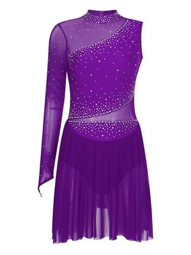 Freebily Damen Eiskunstlauf Kleid Glitzer...