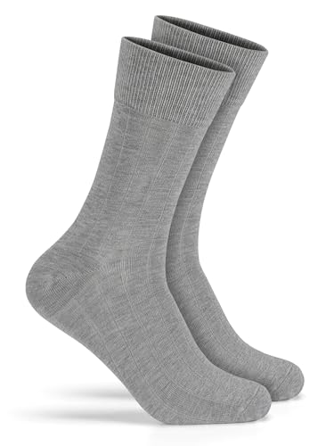 Forony Mens Dress Socks Bamboo Rayon Size 8-13 Anti Odor Quick Dry Ribbed 1 Pack Light Grey