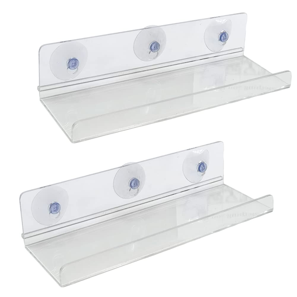 2 Pack Ledge Suction Cup Window Shelf 12 Inch Acrylic Window Box Shelf for Plants Indoor Hold Window Planter Succulents Flowers or Herbs