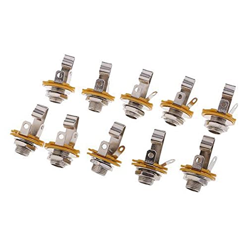 atorse 2x6.35mm 1/4''mono audio socket female connector panel mount 10pcs silver