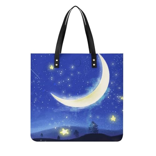 Sac à main shopper étoile lune sac à bandoulière tote bag pour voyage femme 39cm