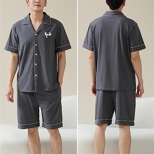 Pajamas Men's Short-sleeved Shorts Thin Section of Home Wear Large Size Suit4