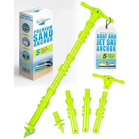 SandShark New Sport Boat Anchor and Jet Ski Anchor. 4ft Shallow Water Anchor Pole for Boat and PWC. Sand Anchor Kit for Boat and Kayak Anchor System. Easy Storage, High-Strength ABS Plastic. Cover