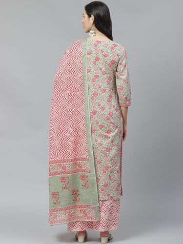 Image of Nermosa Women Printed Kurta and Pant Set with Dupatta | Kurta Set with Dupatta |
