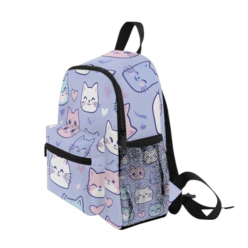 Pink Cute Cartoon Cats Backpacks for Girls Mini Travel Bag 10 inch Backpack for Toddlers3