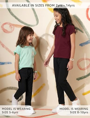 Image of Amazon Brand - Symbol Kids Girls Cotton Blend Straight Fit Track Pant