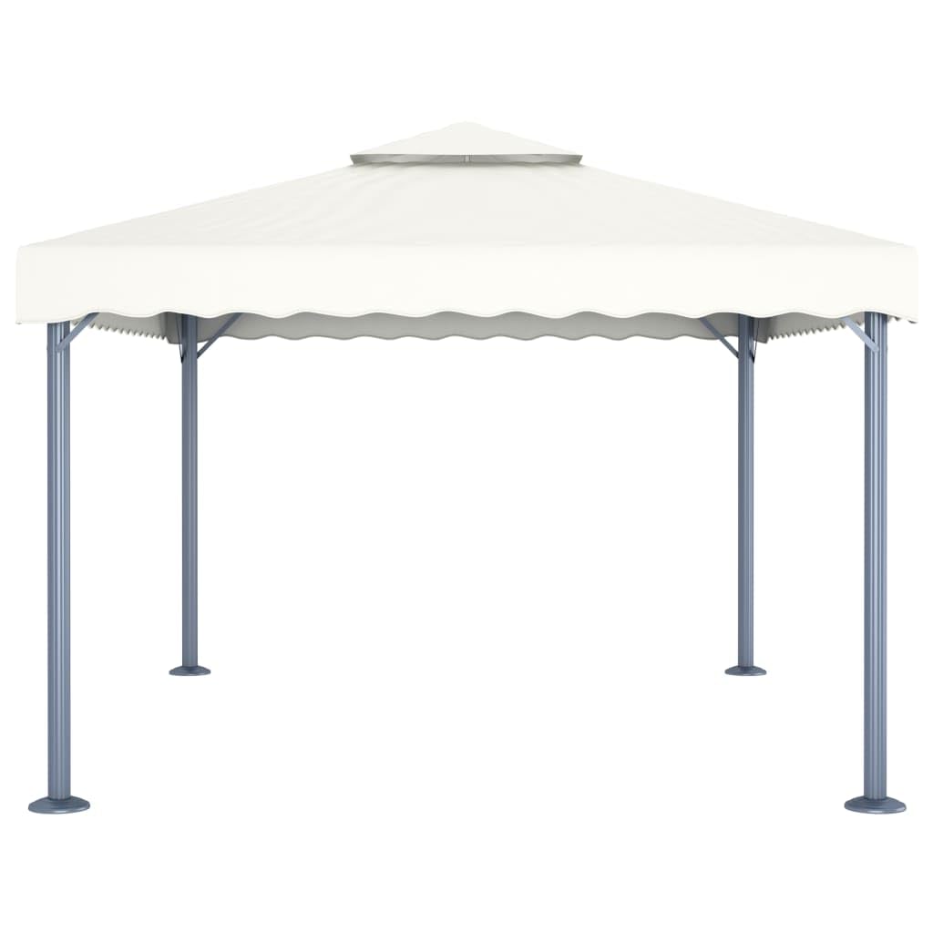 Pawilon ogrodowy, 400 x 300 cm, kremowo-biały, z aluminiową ramą i łańcuchem świetlnym LED, składany, na taras, balkon, imprezę w ogrodzie, wesele, grillowanie, festiwal, wydarzenie, kemping